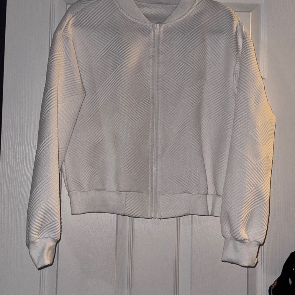 Women's White Textured Jacket